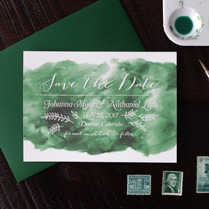 Emerald Green Watercolor Wash Wedding Invitation Suite Print at Home image 5