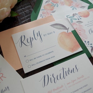 Charlotte Peach Colorful Painted Wedding Invitation Suite Print at Home image 3