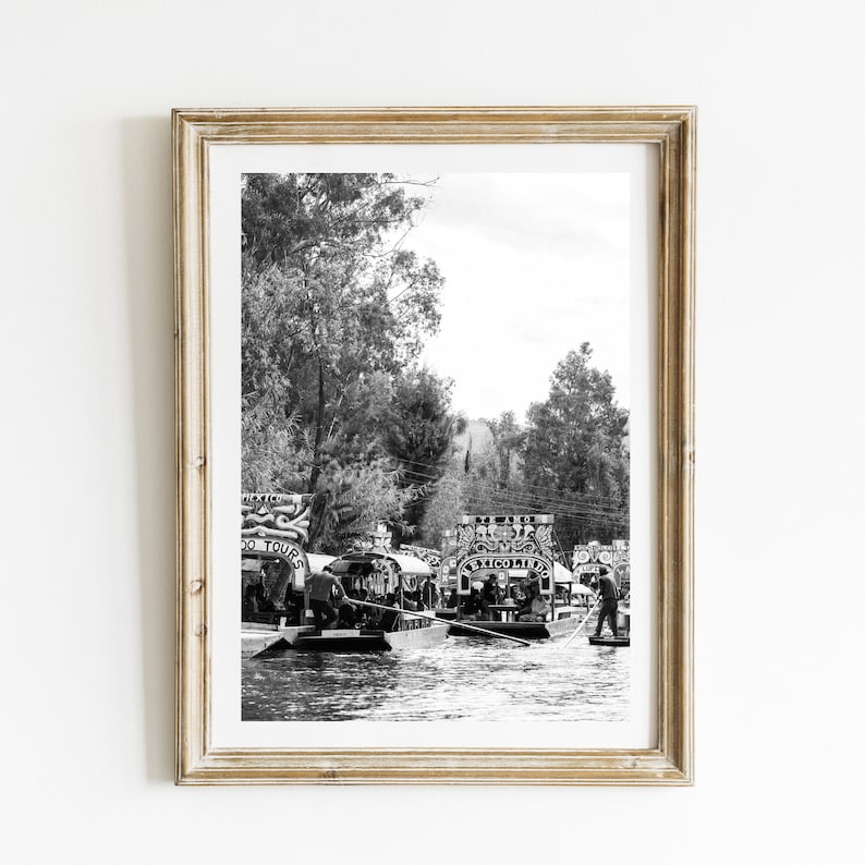 Xochimilco, Mexican Photography, Mexico City, CDMX, Tajineras, Black & White Photography image 1