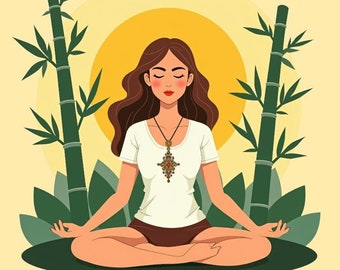 Meditation Clipart - 1 hochwertige PNG - Frau Meditation Clipart - Achtsamkeit Art - Yoga Meditation Kunst - für kommerzielle Nutzung