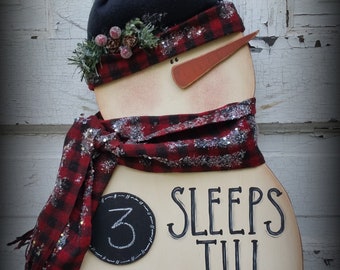 K259 Snowman Christmas Countdown Chalk Board or door hanger or wreath Paint Pattern