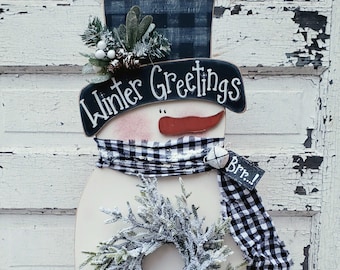 Winter Greetings Snowman Pine Greenery DIY Craft Pattern K288