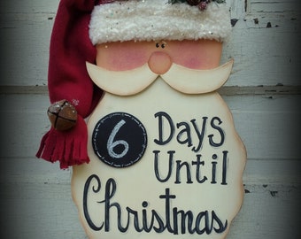 K258 Santa Countdown Chalkboard, Wreath or Doorhanger