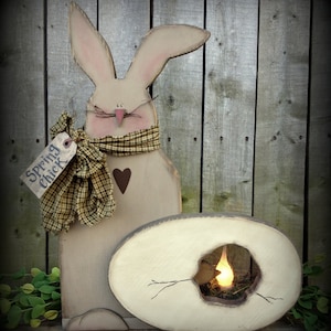 Spring Chick and Bunny Wood Light Pattern Easter Digital Download K204