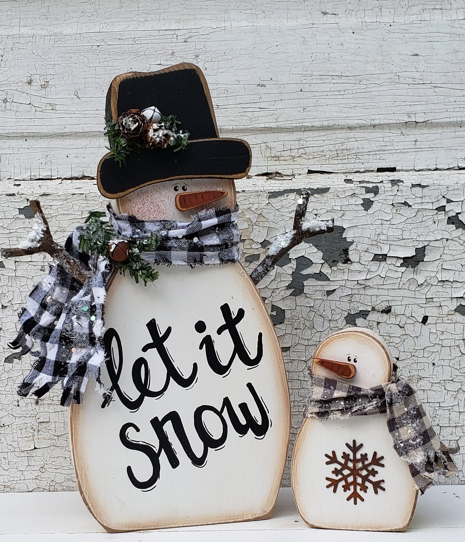 Christmas Wood Snowman Craft PATTERN Chunky Snowmen Set of 4 Etsy Canada