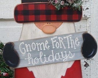 Buffalo Check Holiday Christmas Gnome DIY Wood Craft Pattern