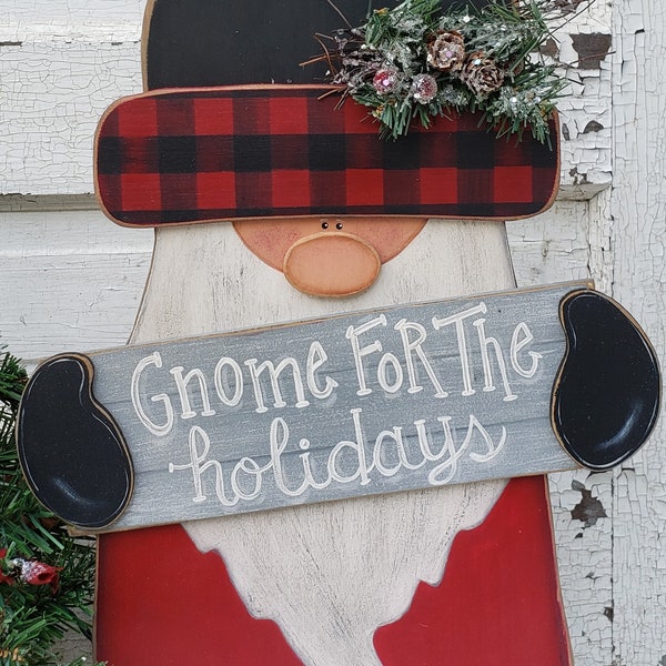 Buffalo Check Holiday Christmas Gnome DIY Wood Craft Pattern