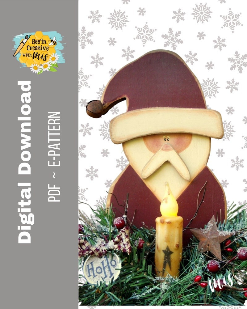 Santa Wood Box with Candle Digital Download CRAFT PATTERN