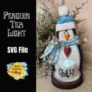 Pinguïn Theelichtkaarshouder SVG Laser Cut-bestand