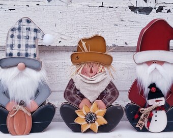 Chunky Gnome Interchangeable Seasonal Craft Pattern Plus Bonus Santa and Scarecrow Pattern