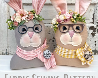 Spring Bunny with Glasses Fabric Easter Sewing Pattern
