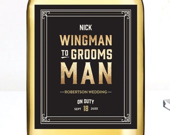 WINGMAN to GROOMSMAN Liquor Label, Will you be my Groomsman Card, Best Man Beer Label, Ask Usher Label, Custom Groomsman Gift