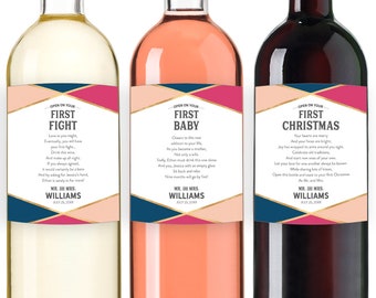 New Mom Gift Wine Labels set of 4 Mommy's First - Etsy