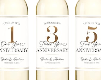 Anniversary Labels - Milestone Wine Label - Wine Basket Engagement Gift - Modern Wedding Guest Book Labels - Personalized Bridal Shower Gift