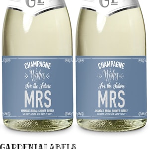 Mini Champagne Labels, Bridal Shower Favors, Miss to Mrs Bachelorette Party Favors, Cheers to the Future Mrs Bridal Shower Mini Wine Labels image 1