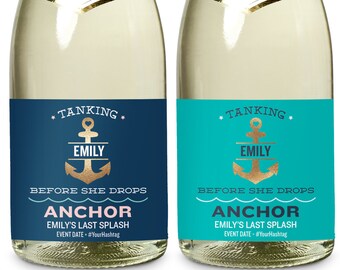 Mini Champagne Bottle Labels, Nautical Bachelorette Party Favor, Last Splash Mini Wine Label, Last Sail Before the Veil Bachelorette Party