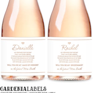 Bridesmaid Proposal, Bridesmaid Mini Champagne Labels, Will You Be My Bridesmaid Mini Wine Labels, Maid of Honor and Bridesmaid Box Item