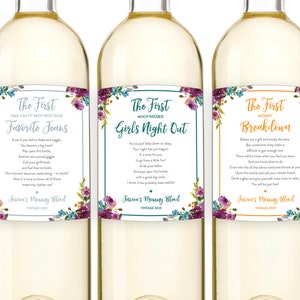 New Mom Gift Wine Labels (Set of 4), Mommy&#39;s First Milestone Wine Basket, Mommy Meltdown Baby Shower Gift, Baby Milestones Mother&#39;s Day Gift