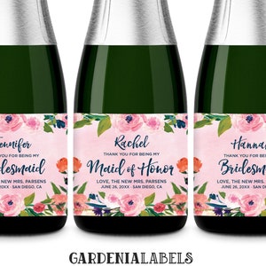 Mini Champagne Bottle Labels for Bridesmaid or Maid of Honor, Bridesmaid Thank You Gift, Bridesmaid Mini Wine Label, Bridesmaid Box Item