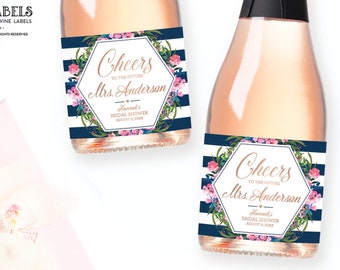 Mini Champagne Labels, Bridal Shower Favors, Bachelorette Party Favors, Bachelorette Gift Box, Cheers to the Future Mrs Mini Wine Labels