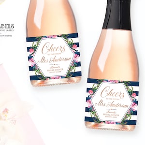 Mini Champagne Labels, Bridal Shower Favors, Bachelorette Party Favors, Bachelorette Gift Box, Cheers to the Future Mrs Mini Wine Labels image 1