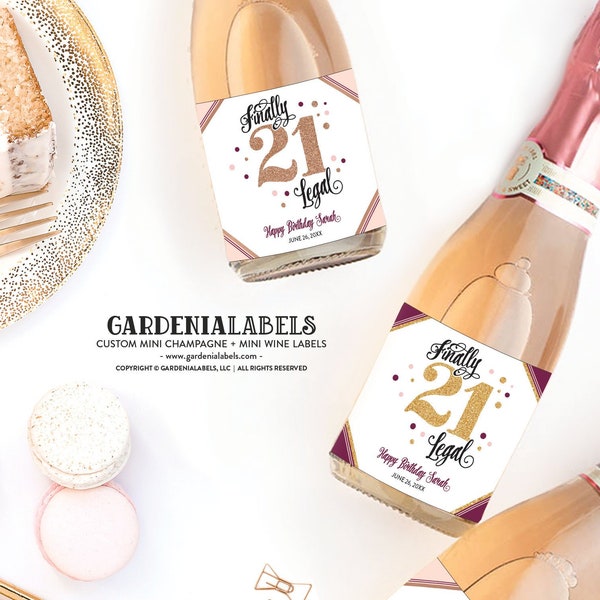 Champagne Bottle Label 21st Birthday Etsy