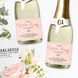 Baby Shower Mini Champagne Labels, Girl Baby Shower Favor, Baby Sprinkle Favor, About to Pop Baby Shower Mini Wine Labels, Baby Shower Decor