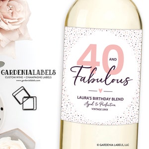 40 and Fabulous Birthday Wine Label, 21st 30th 50th 60th Milestone Birthday Champagne, Dirty Thirty Birthday Party Decor, 50 & Fabulous Wine