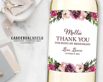 Thank You For Being my Bridesmaid Wine Labels, Be My Maid of Honor Ask, Bridesmaid Thank You Gift, Wedding Party Wine Labels, Bridesmaid Ask