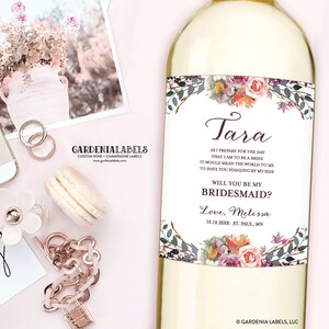 Bridesmaid Wine Labels to Ask Bridal party, Maid of Honor Proposal, Bridesmaid Gift, Be my Bridesmaid Wine Label,  Thank You Bridesmaid Gift