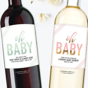 Baby Shower Champagne Labels, About to Pop Baby Sprinkle, Oh Baby Baby Shower Wine Labels, Custom Pregnancy Announcement Wine Bottle Label