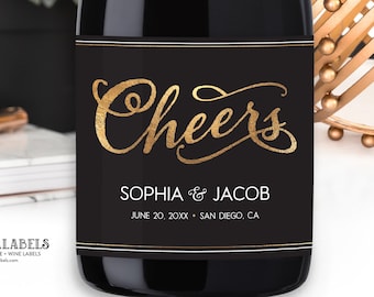 Engagement Champagne Label, Wedding Wine Label, Cheers Champagne Label, Bridal Shower Champagne Label, Engagement Gift, Anniversary Wine