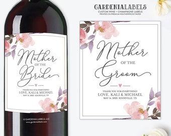 Mother of The Bride Wine Label, Mother In-Law Thank You Gift, In-Law Wedding Gift, Wedding Thank You to Parents, Mother of the Groom Gift