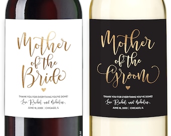 In Law Wine Labels, Mother In Law Wedding Thank You, Mother of the Bride Thank You, In Law Wedding Wine Labels, Wedding Thank You to Parents