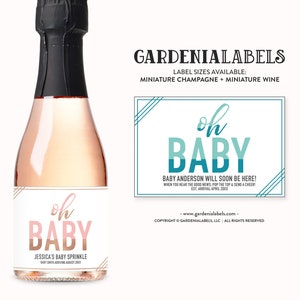 Baby Shower Mini Champagne Label, Oh Baby Shower Decor, Baby Shower Favor, Going to Pop Shower Decor, Baby Shower Miniature Wine Label