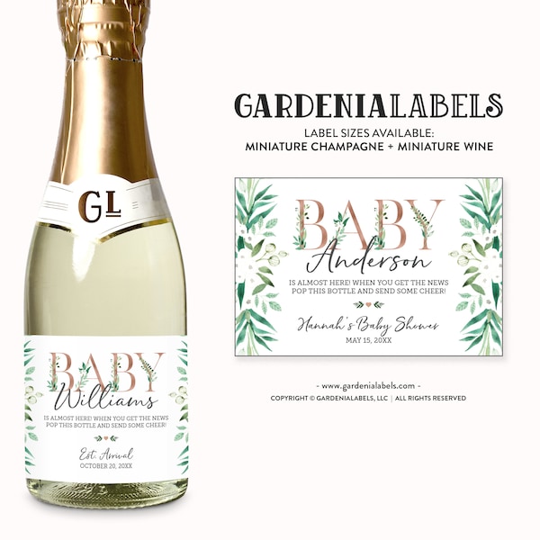 Wine Bottle Labels Baby Shower Etsy