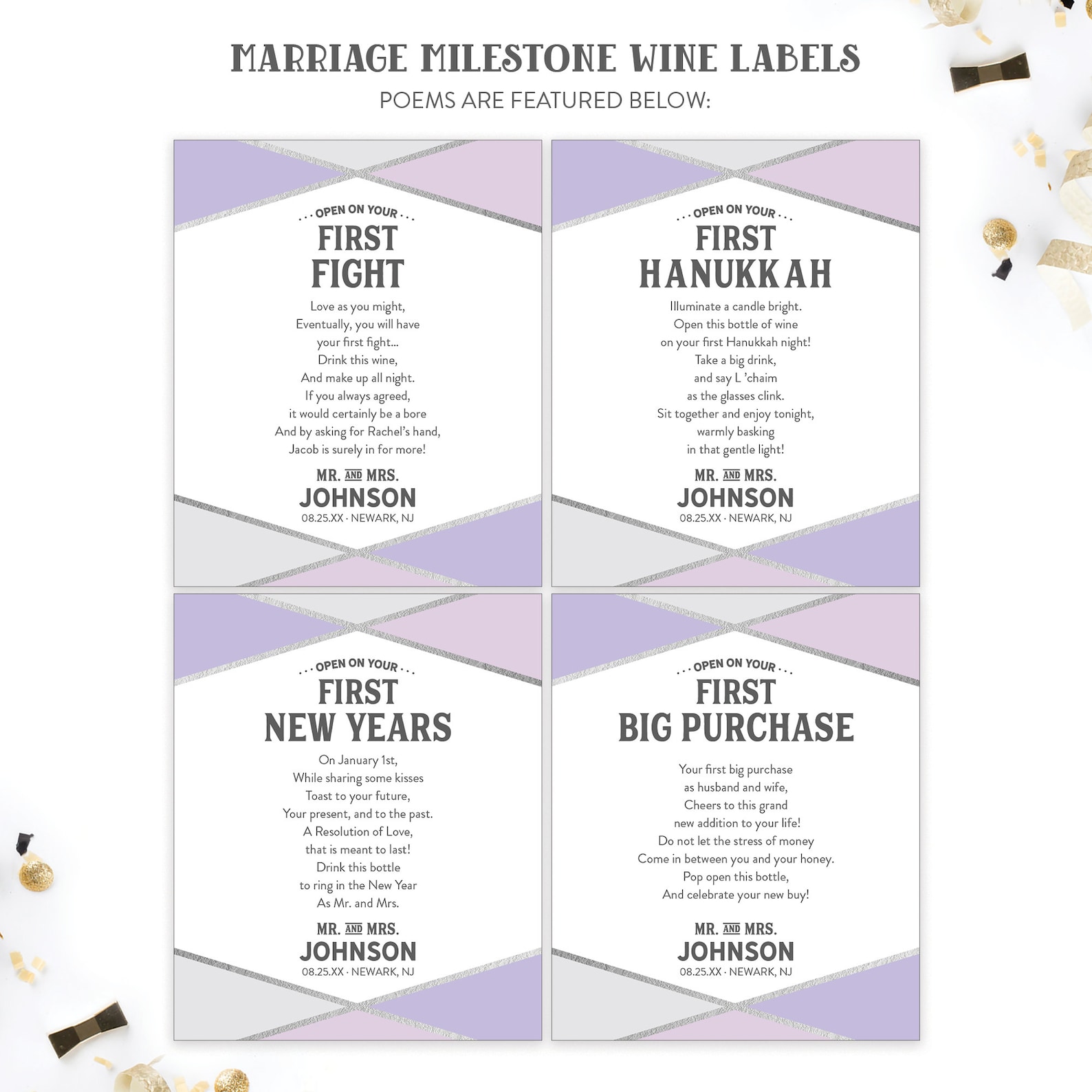 Wedding Milestone Wine Labels Unique Wedding Gift Engagement | Etsy