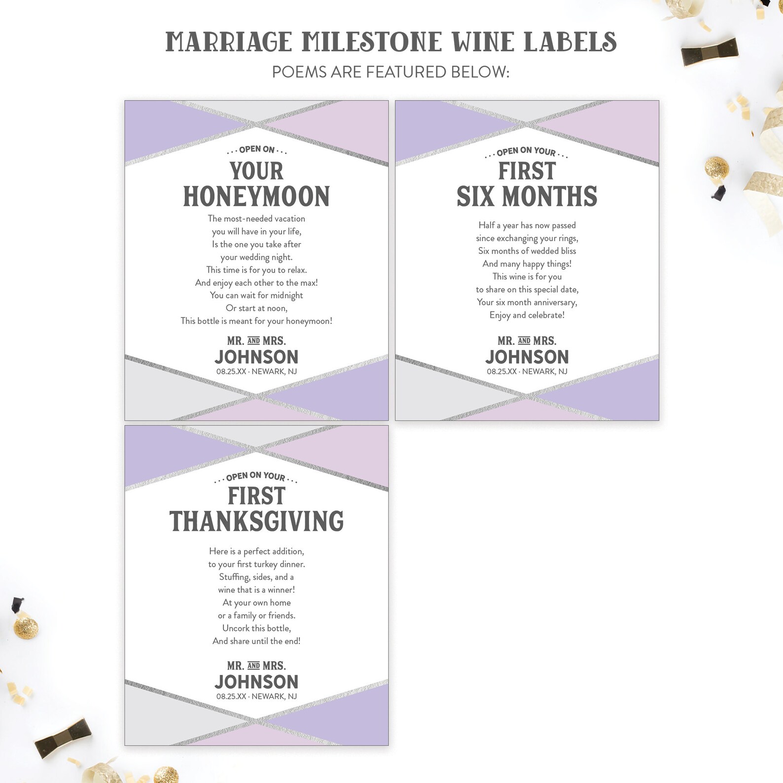 Wedding Milestone Wine Labels Unique Wedding Gift Engagement | Etsy