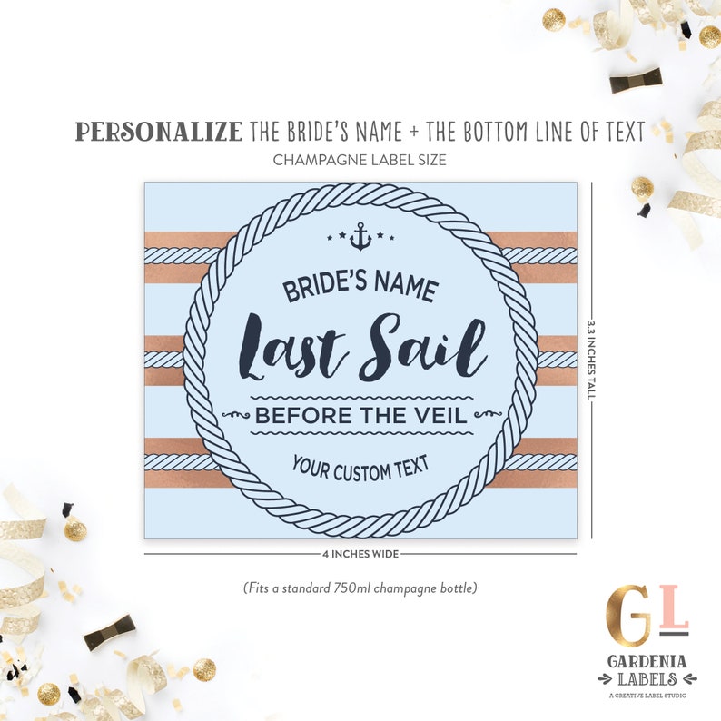 Last Sail Before the Veil Bachelorette Wine Label Nautical - Etsy