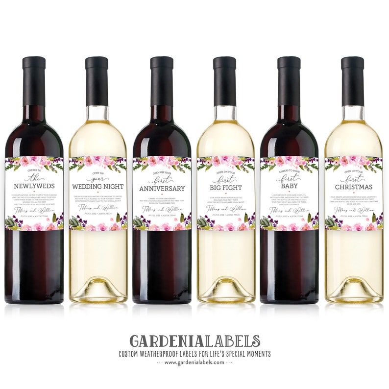 Marriage Milestone Wine Labels Wedding Wine Poems Bridal Etsy