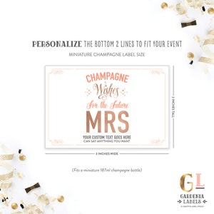 Mini Champagne Labels, Bridal Shower Favors, Miss to Mrs Bachelorette Party Favors, Cheers to the Future Mrs Bridal Shower Mini Wine Labels image 3