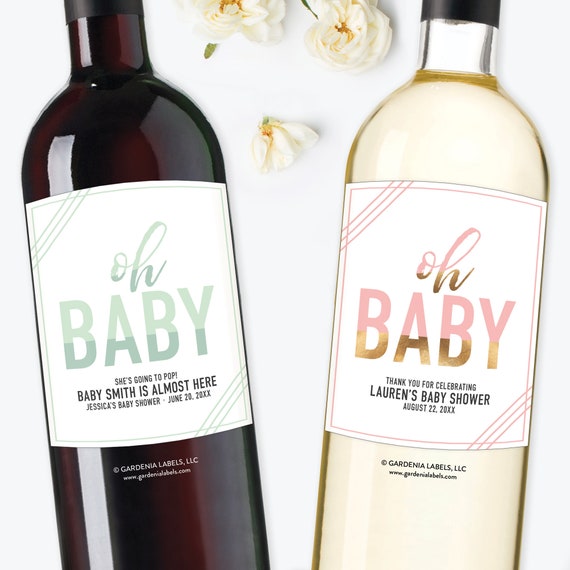 Wine Labels For Baby Shower : About To Pop Baby Shower Wine Bottle Labels Baby By Labelwithlove ...