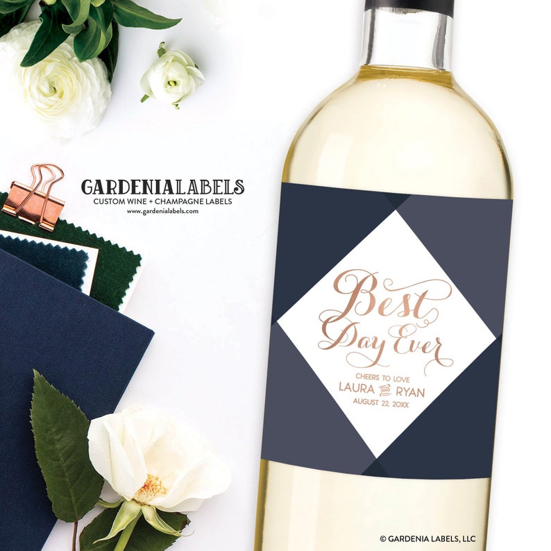 Engagement Wine Label Wedding Day Champagne Label Best Day Etsy