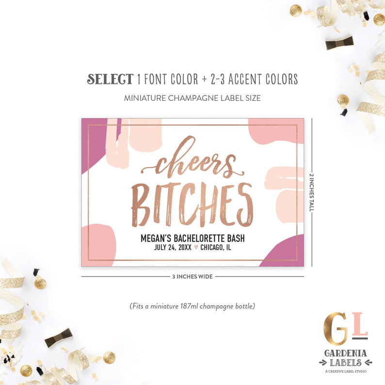 Bachelorette Decor Bachelorette Party Favors Cheers Bitches Mini Wine Label Cheers Bitches Mini Champagne Labels Birthday Party Favors