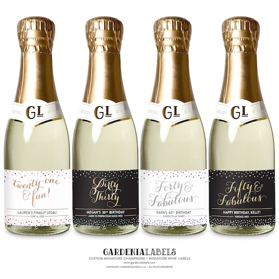 Champagne Birthday S30 drip lips ANY AGE Black white striped Birthday