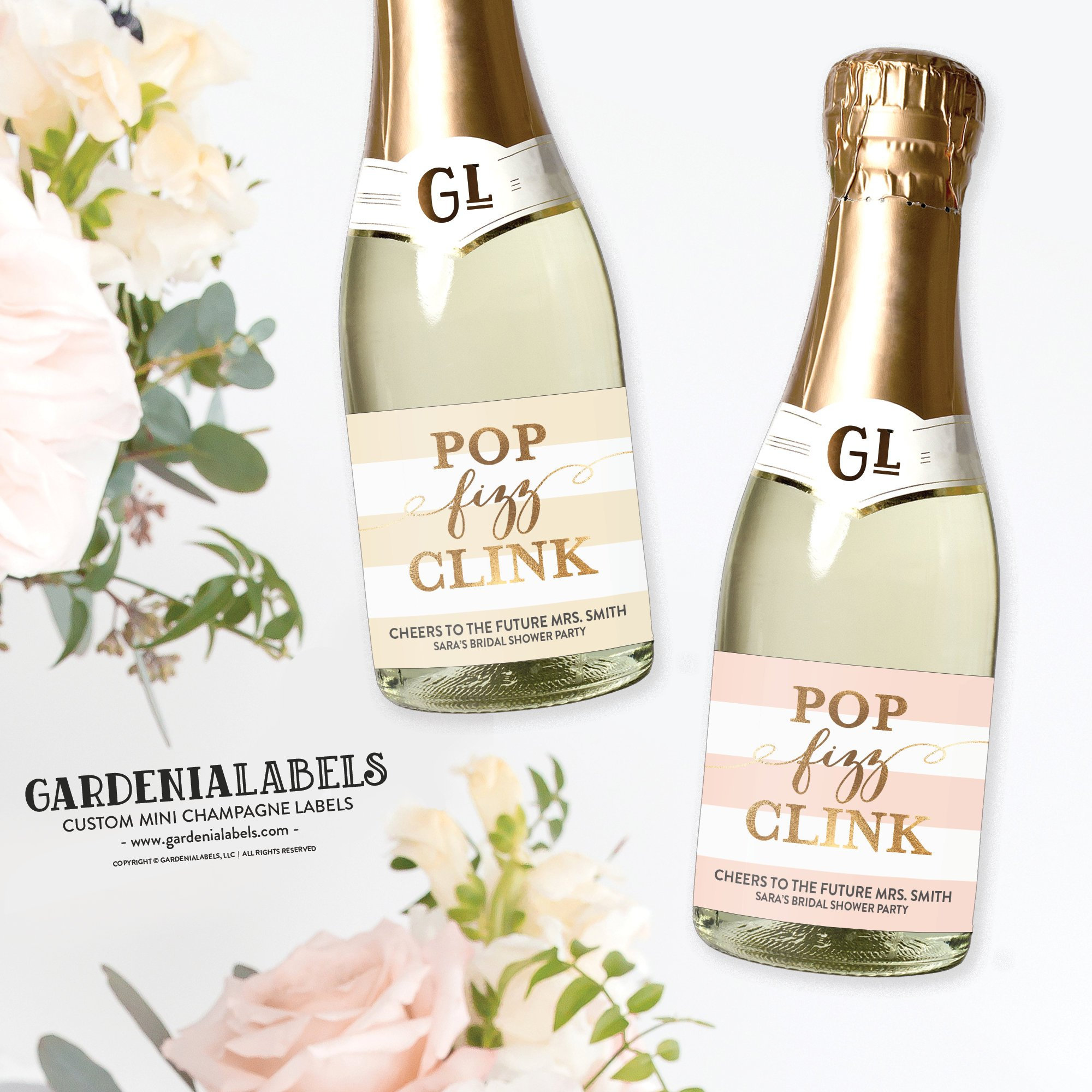 Personalized Cheers Champagne Bottle Favor Containers - 12 Pc