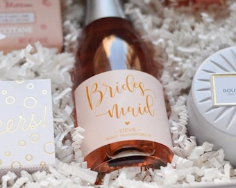 Bridesmaids Proposal Mini Champagne Bottle Labels | Will You Be My Bridesmaid Bridal Party Gift | Bridesmaid Boxes or Maid of Honor Proposal