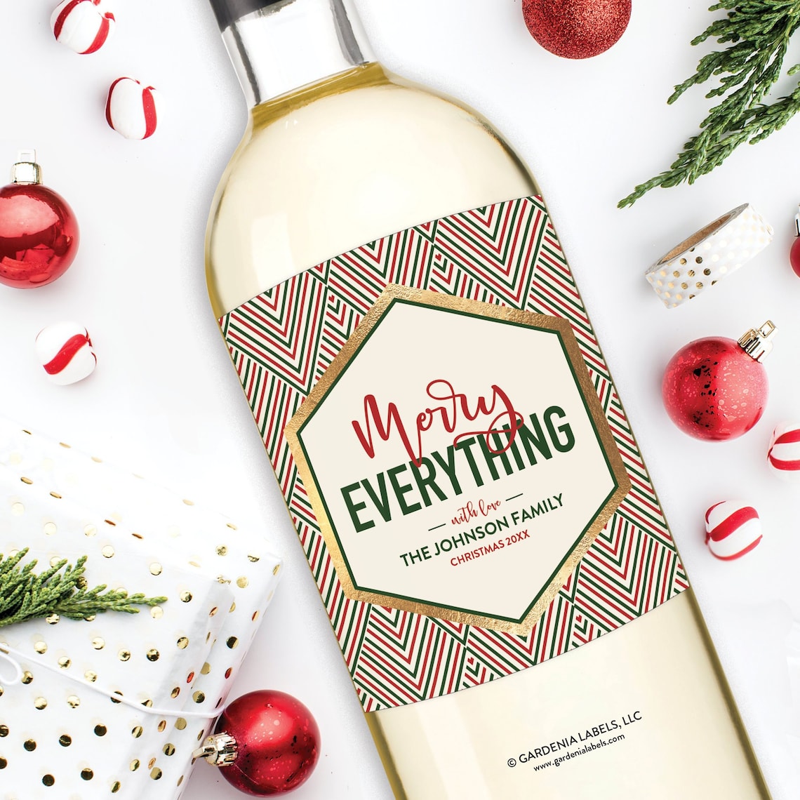 Merry Christmas Wine Label Holiday Christmas Wine label | Etsy
