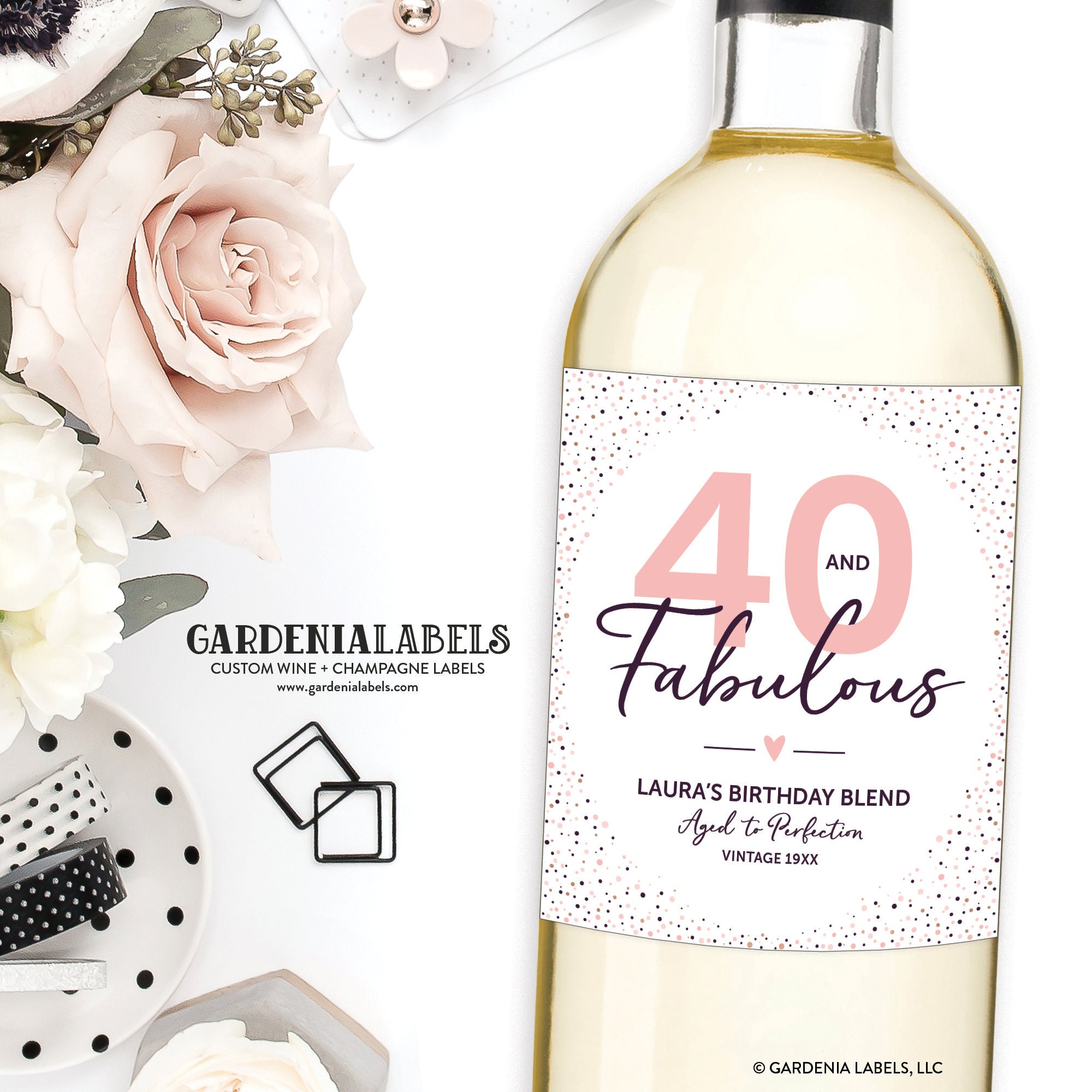 40 and Fabulous Birthday Wine Label 21st 30th 50th 60th ...