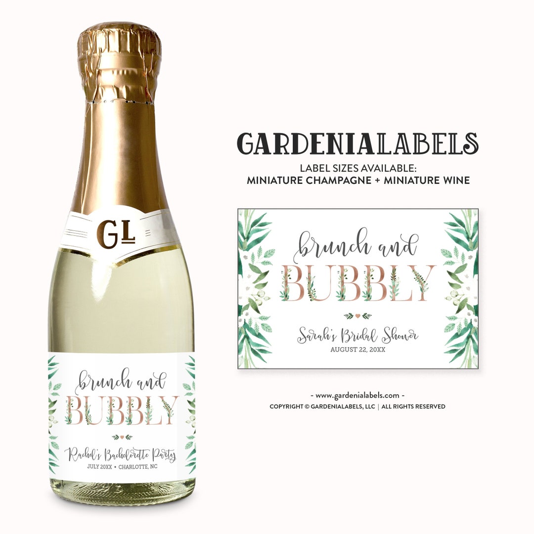 Brunch and Bubbly Mini Champagne Labels, Bridal Shower Favor Mini Wine ...